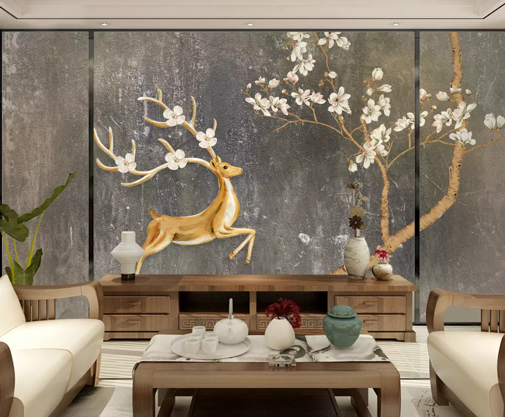 3D Antler Flower 443 Wallpaper AJ Wallpaper 2