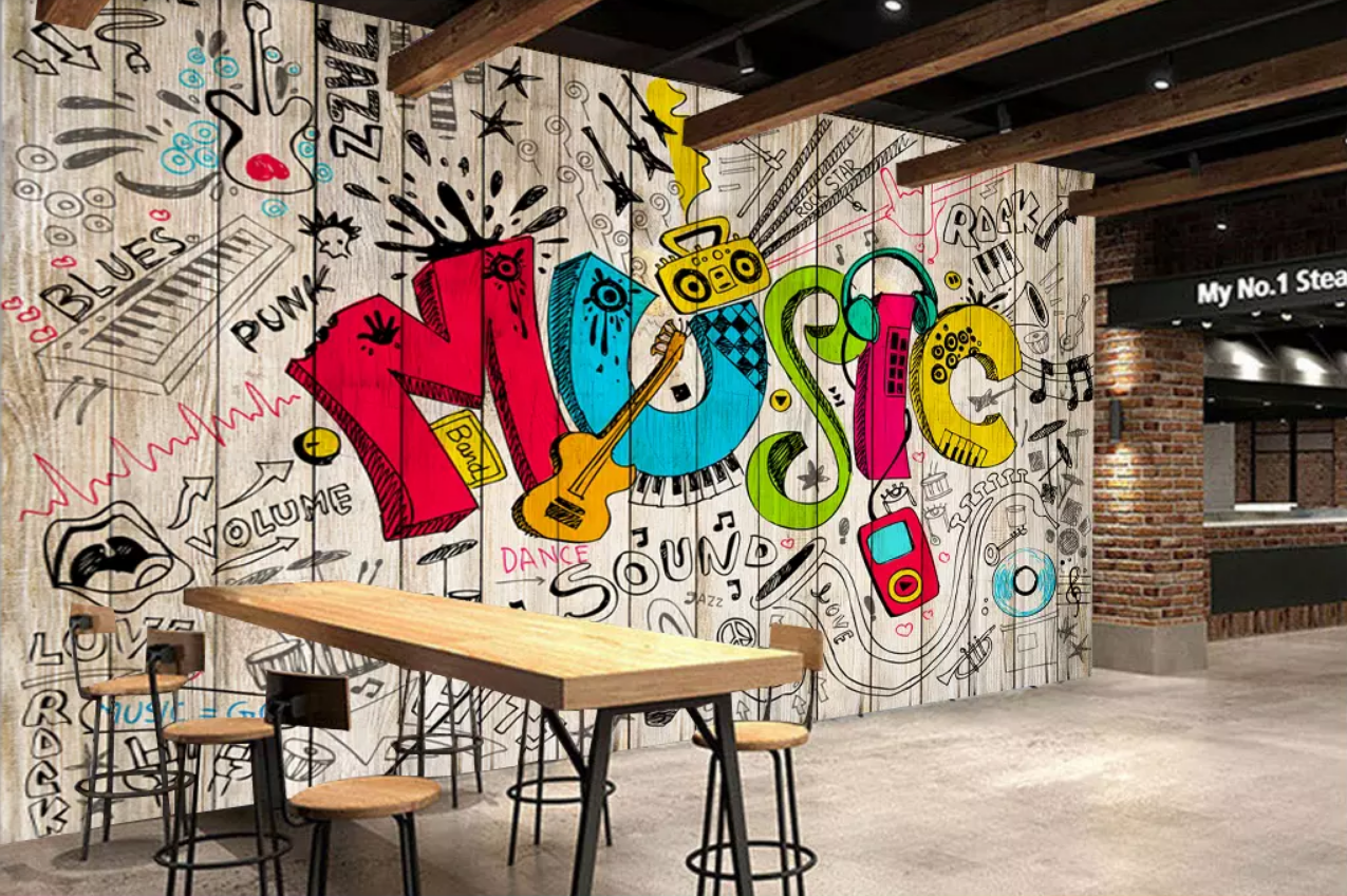 3D Cartoon Guitar Piano Keys 73 Wallpaper AJ Wallpaper 2