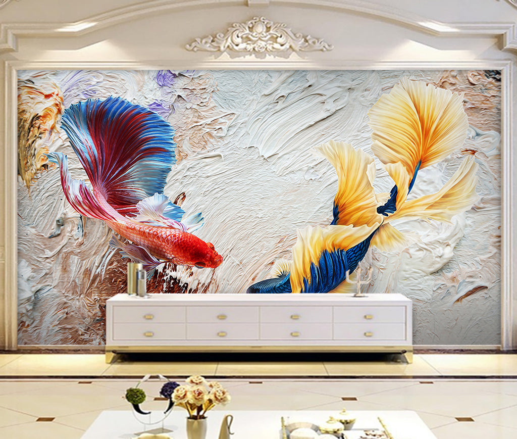 3D Embossed Fish WG328 Wall Murals