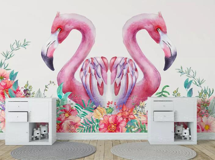 3D Pink Flamingo 399 Wall Murals Wallpaper AJ Wallpaper 2