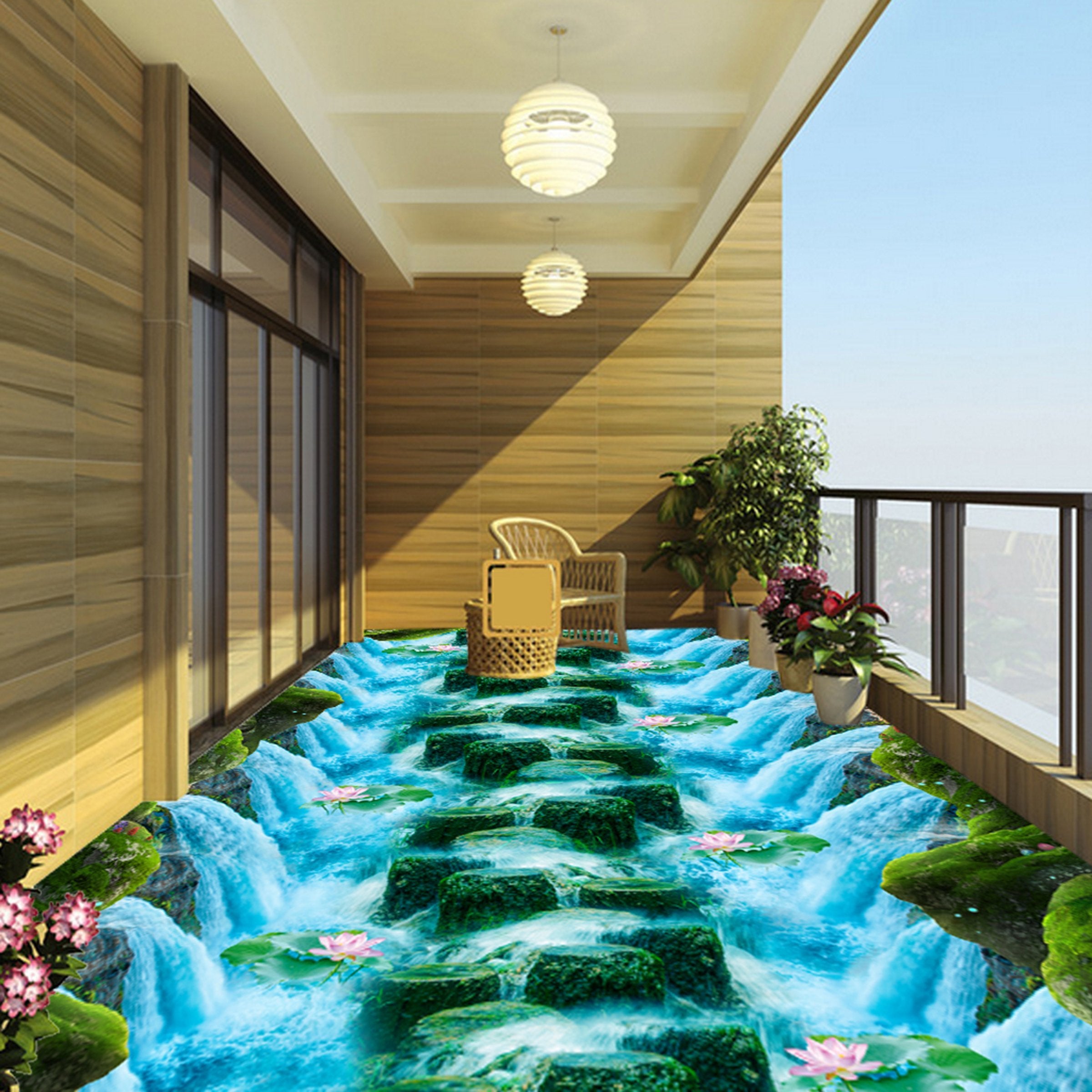 3D Water Flower WG463 Floor Mural Wallpaper AJ Wallpaper 2
