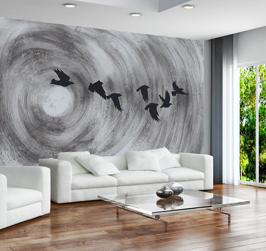3D Crow Flying WG157 Wall Murals