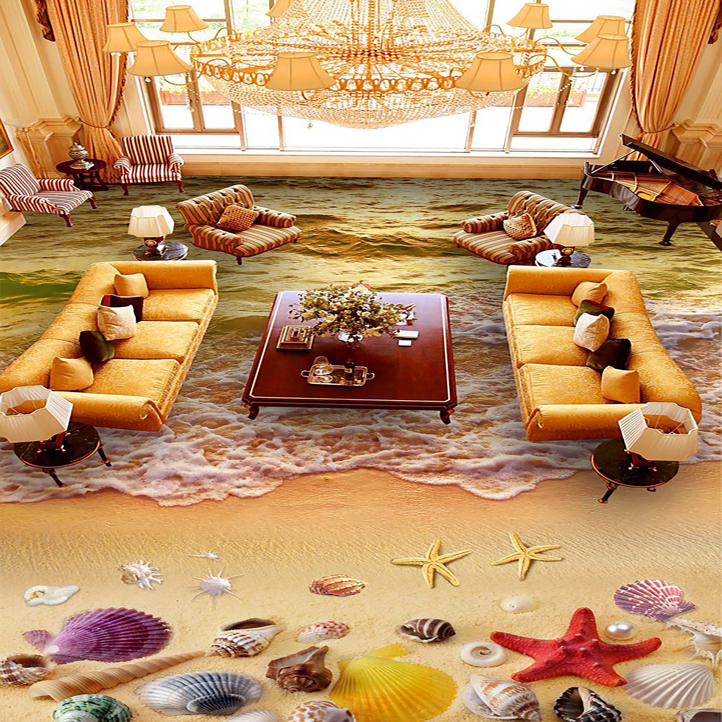3D Beach Shell WG291 Floor Mural Wallpaper AJ Wallpaper 2