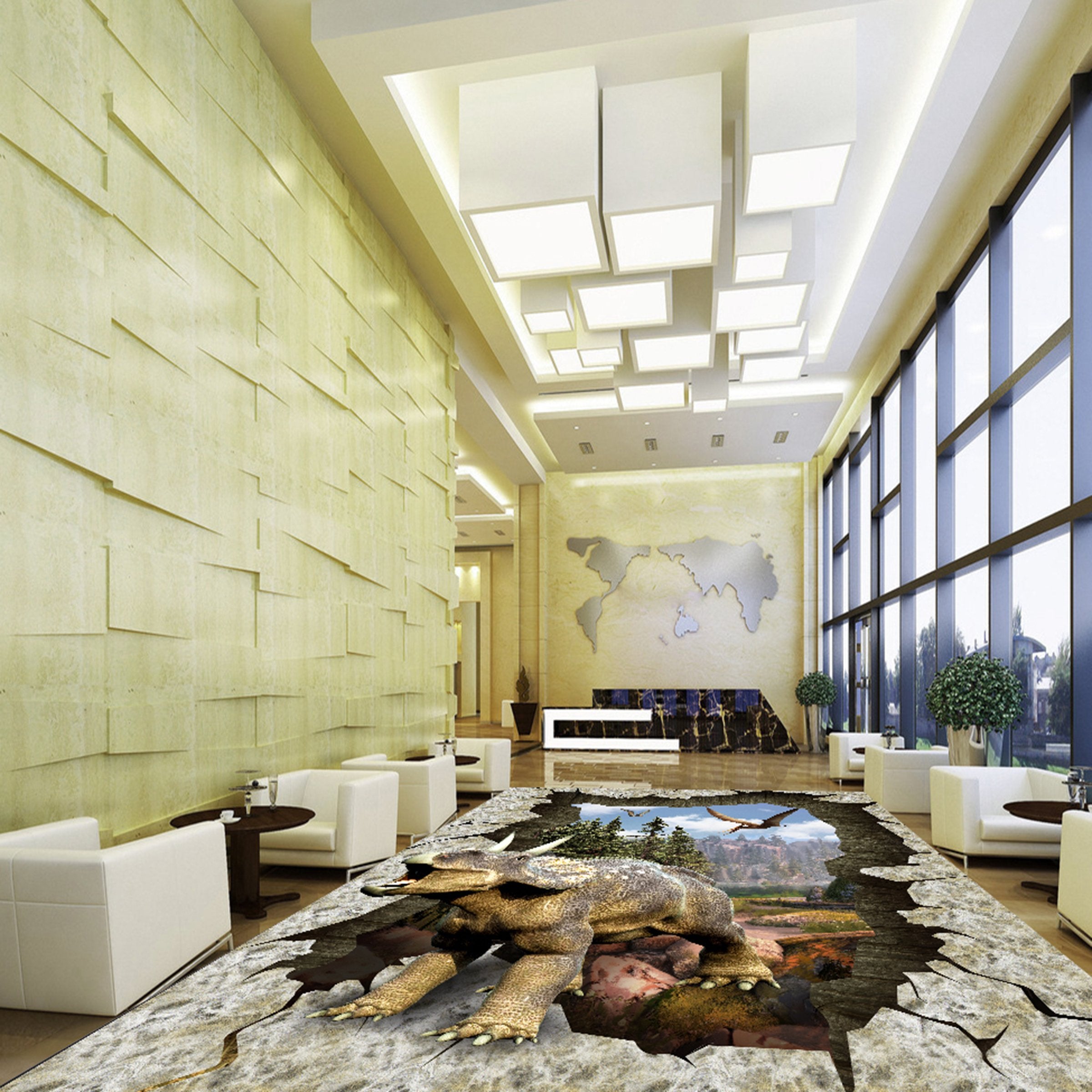 3D Rhinoceros Mountain Peak WG050 Floor Mural Wallpaper AJ Wallpaper 2