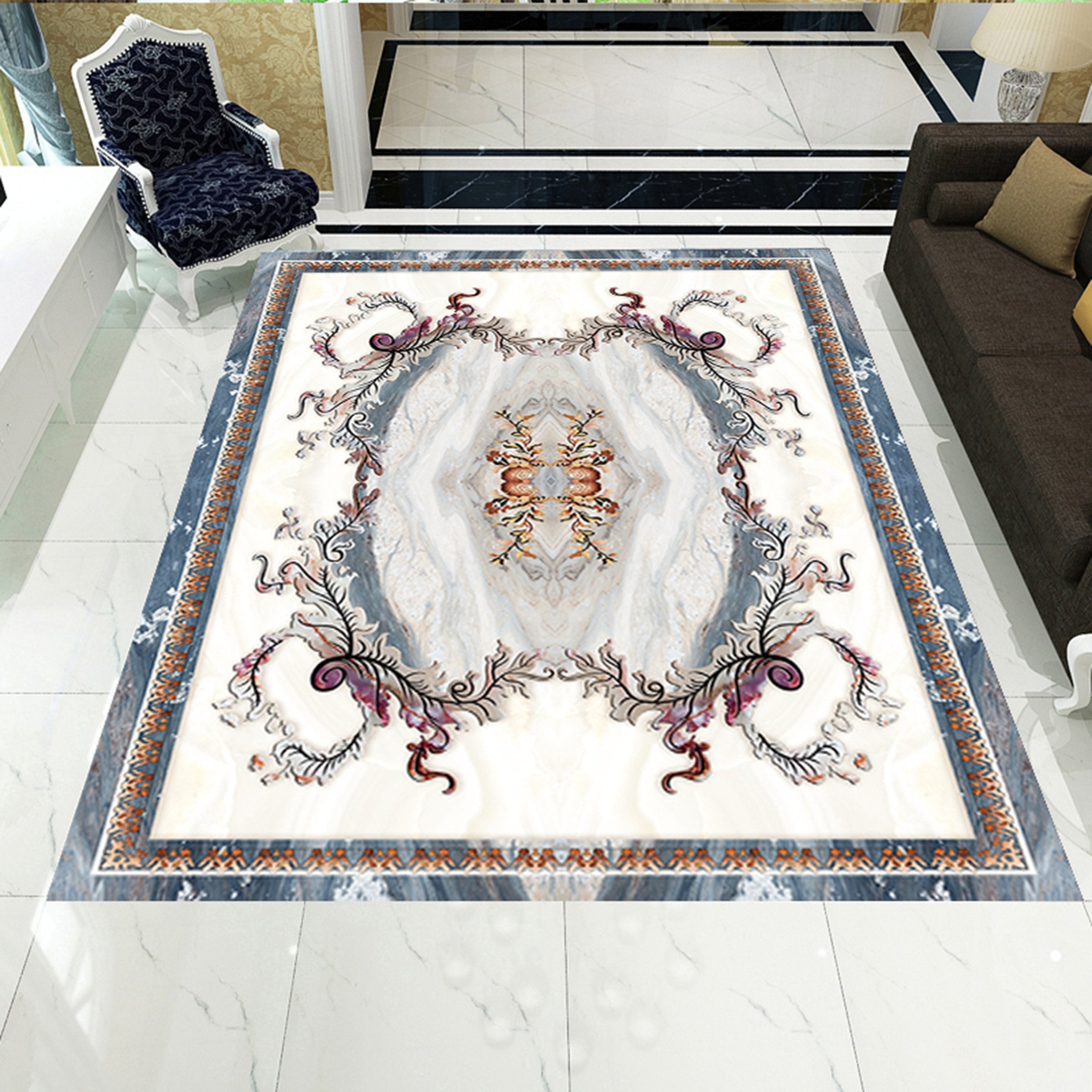 3D Marble Stripe WG604 Floor Mural Wallpaper AJ Wallpaper 2