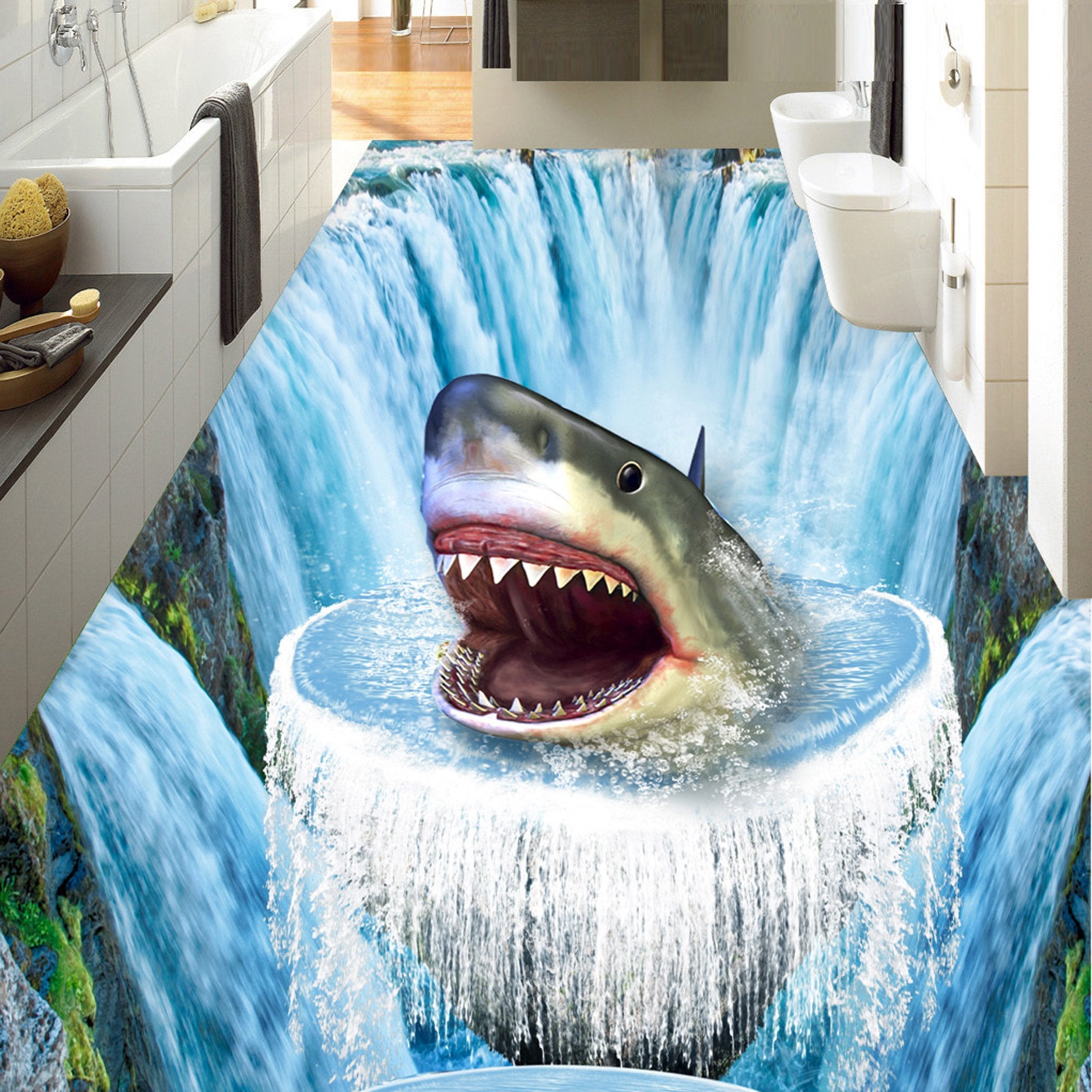3D Shark Mouth WG620 Floor Mural Wallpaper AJ Wallpaper 2