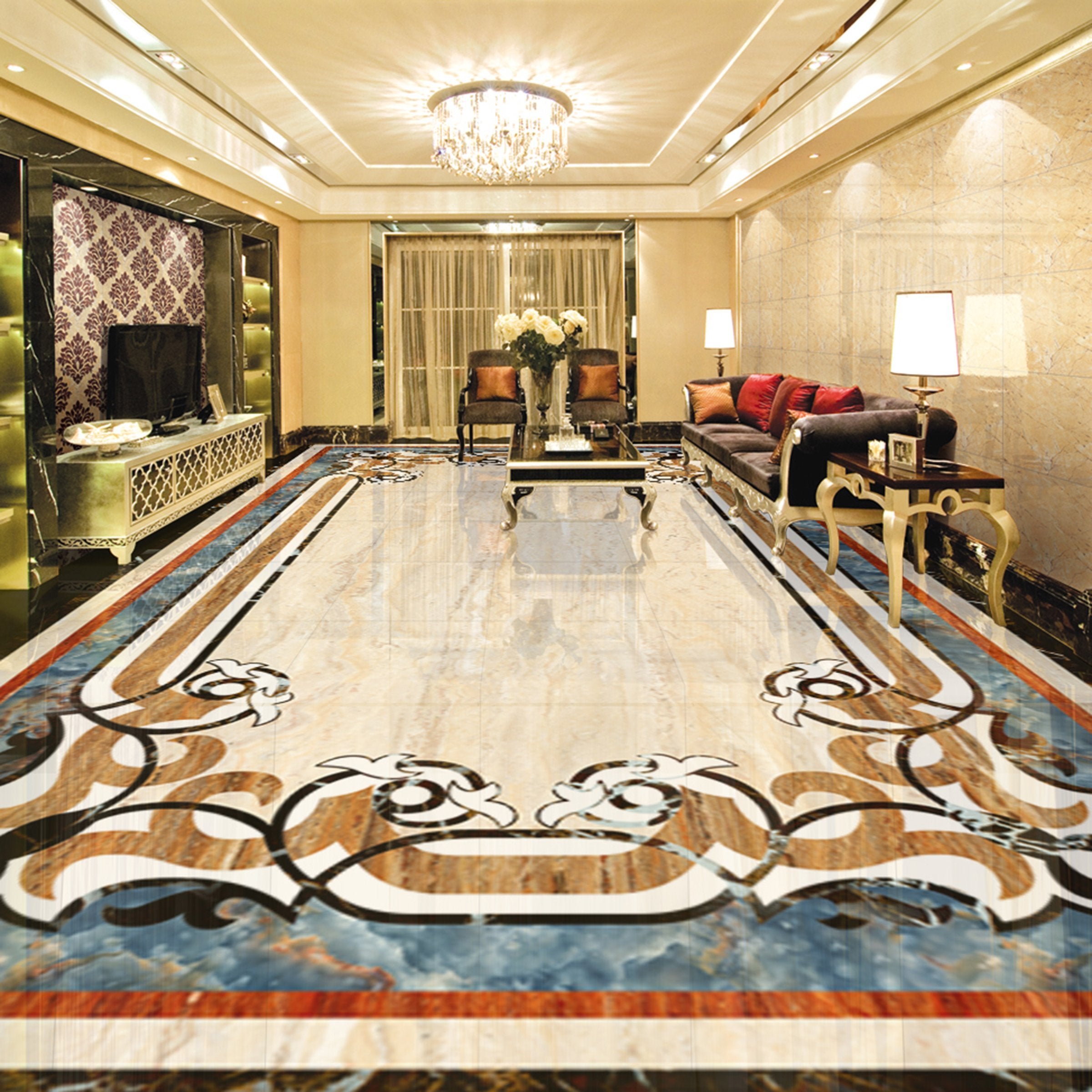 3D Rectangular Marble Pattern WG363 Floor Mural Wallpaper AJ Wallpaper 2