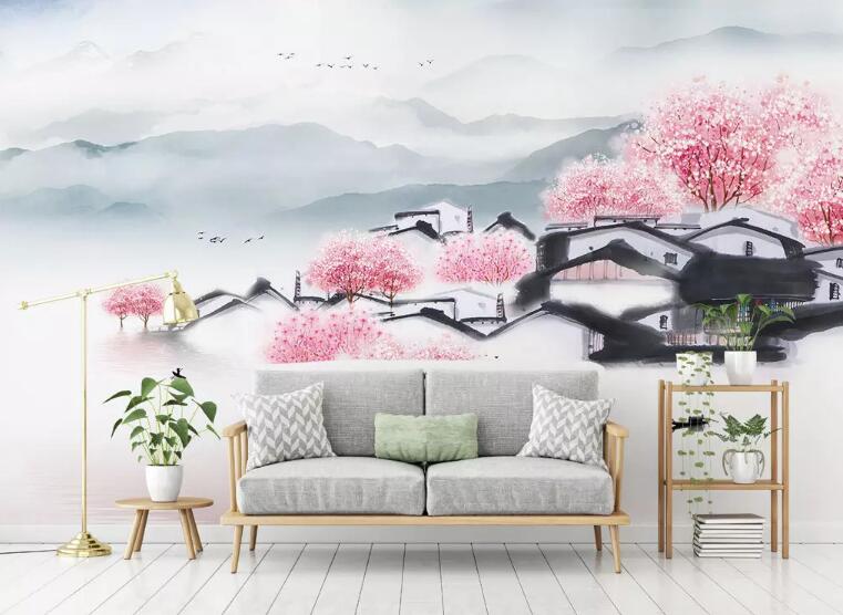 3D Pink Town WG20 Wall Murals Wallpaper AJ Wallpaper 2