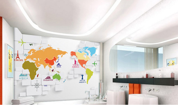 Colorful World Map Wallpaper AJ Wallpaper