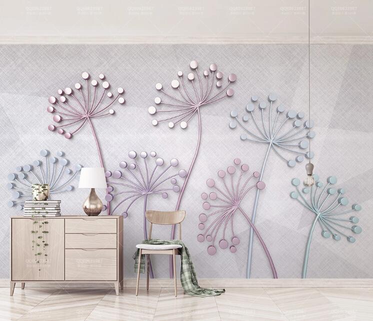 3D Diamond Dandelion WC177 Wall Murals