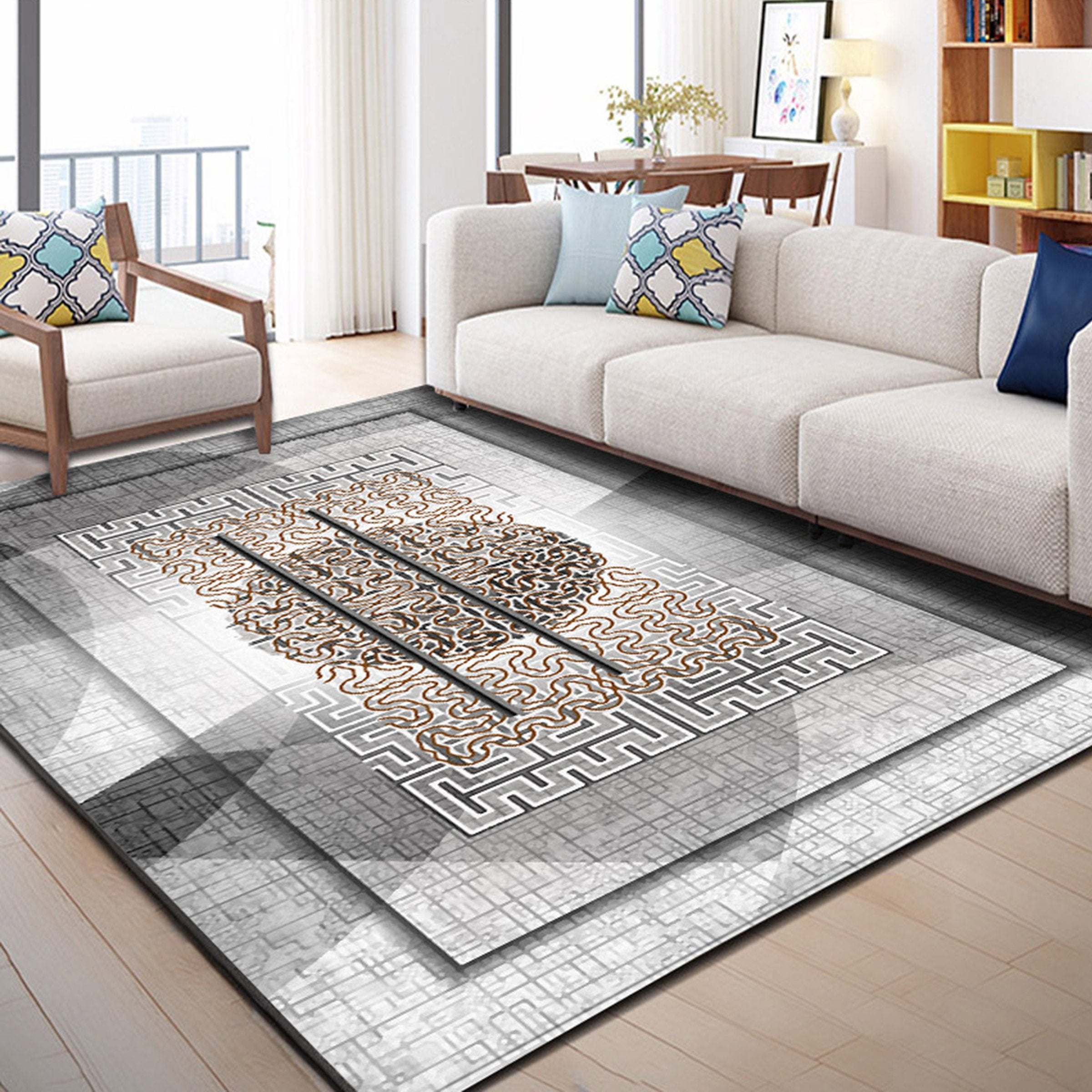 3D Gray Stripe WG094 Non Slip Rug Mat Mat AJ Creativity Home