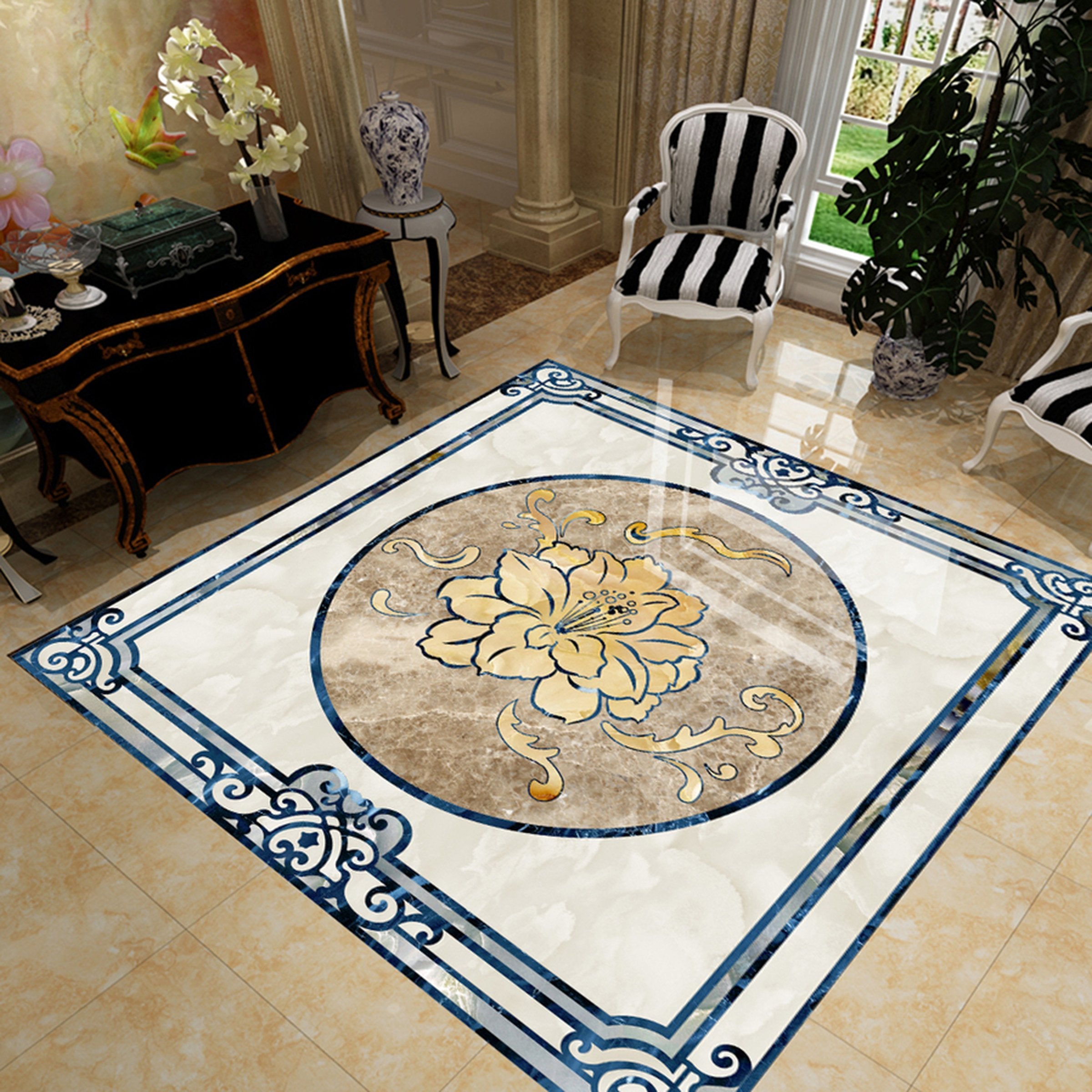 3D Round Flower WG475 Floor Mural Wallpaper AJ Wallpaper 2