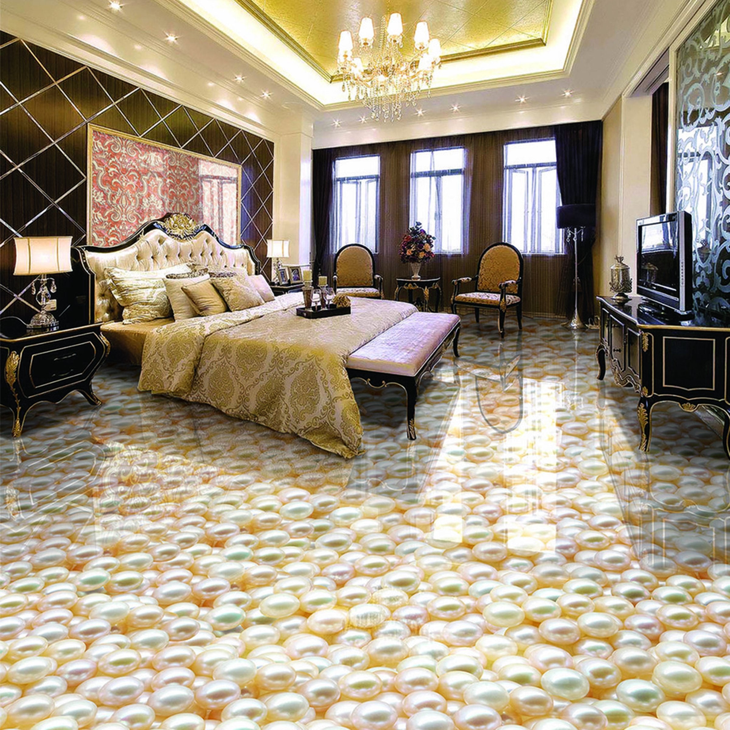 3D White Pearln WG485 Floor Mural Wallpaper AJ Wallpaper 2