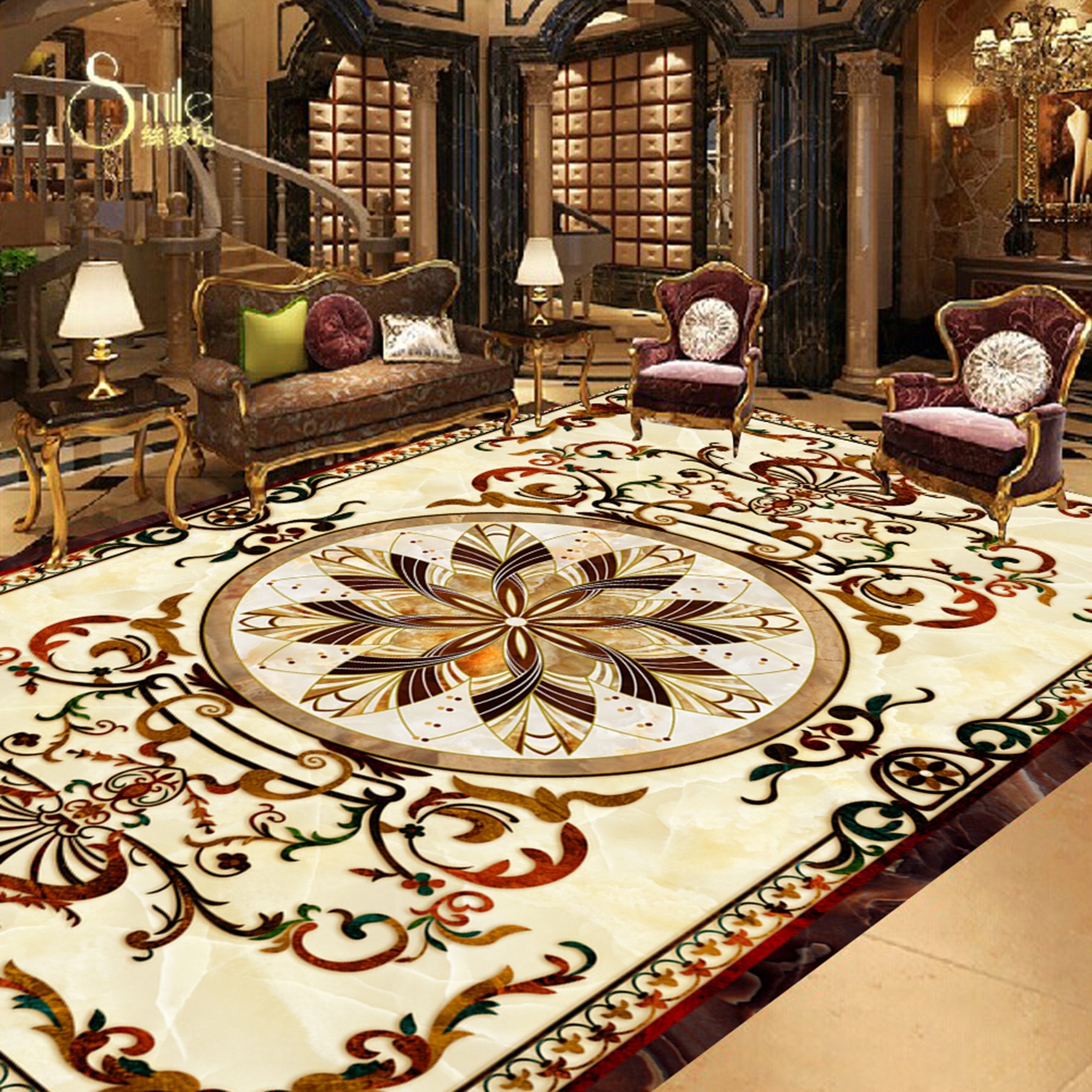 3D Marble Pattern WG545 Floor Mural Wallpaper AJ Wallpaper 2