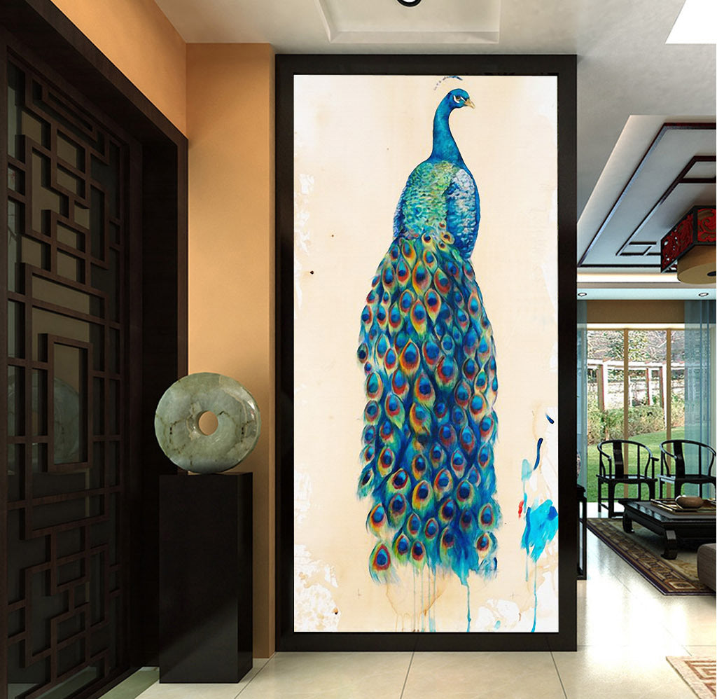 3D Back Peacock WG119 Wall Murals