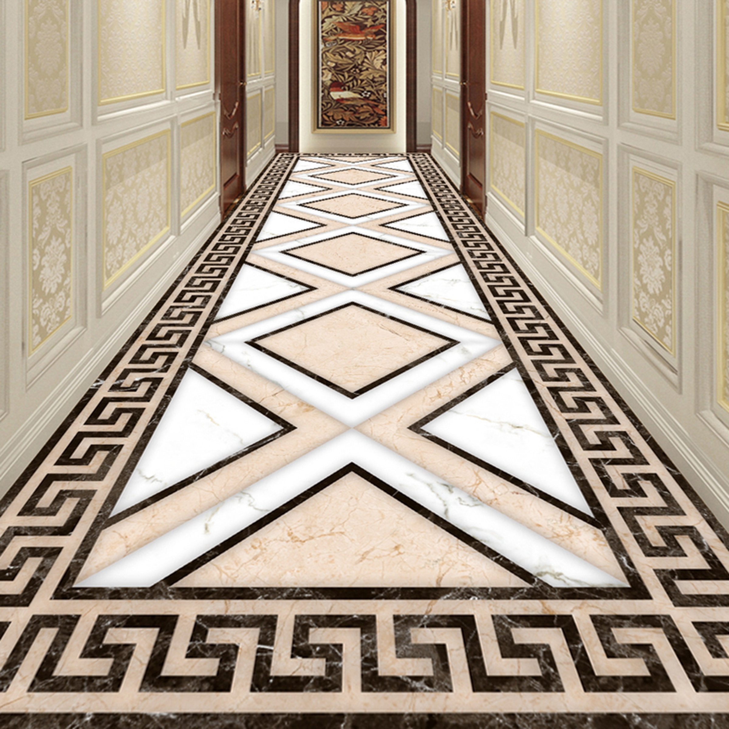 3D Black And White Diamond WG562 Floor Mural Wallpaper AJ Wallpaper 2