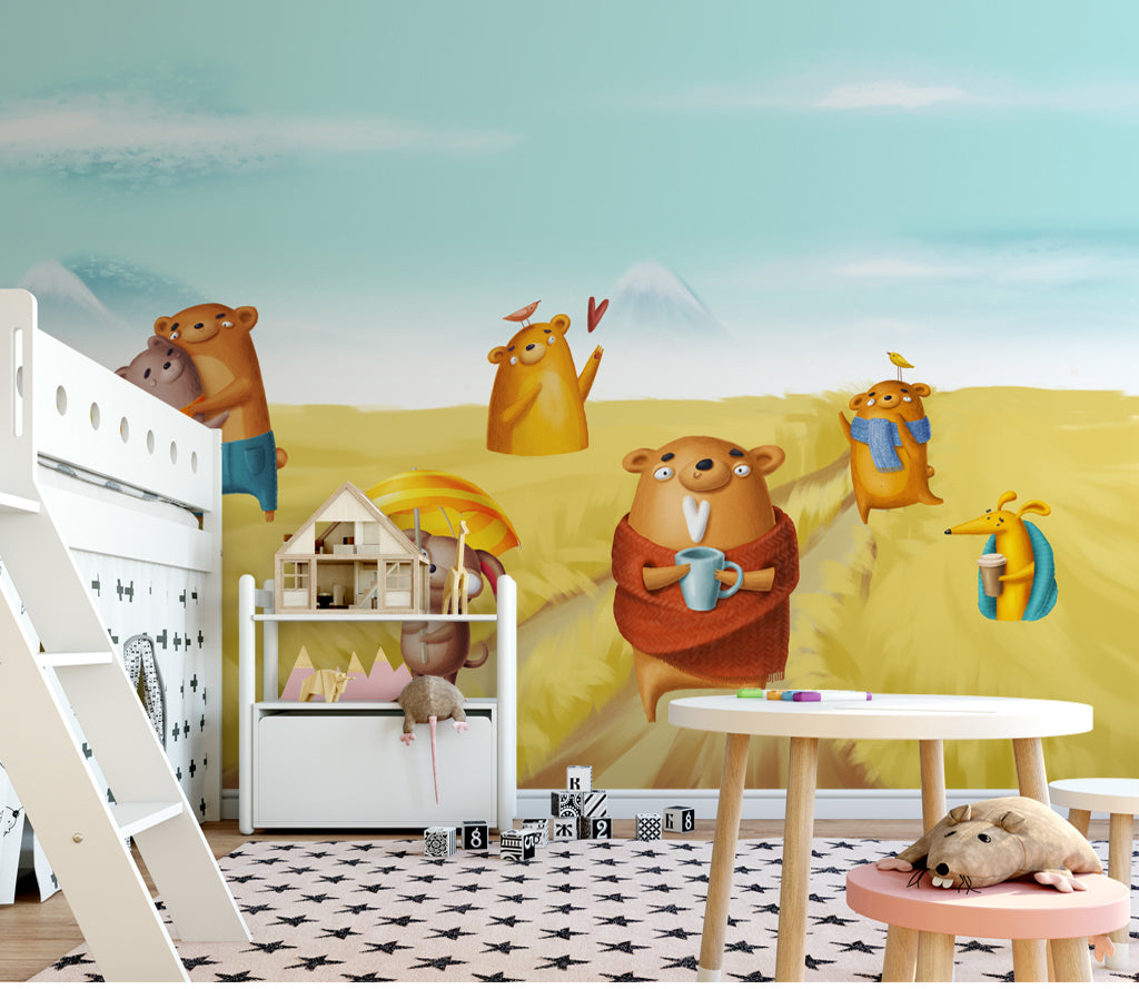 3D Wheat Field Pig WG445 Wall Murals