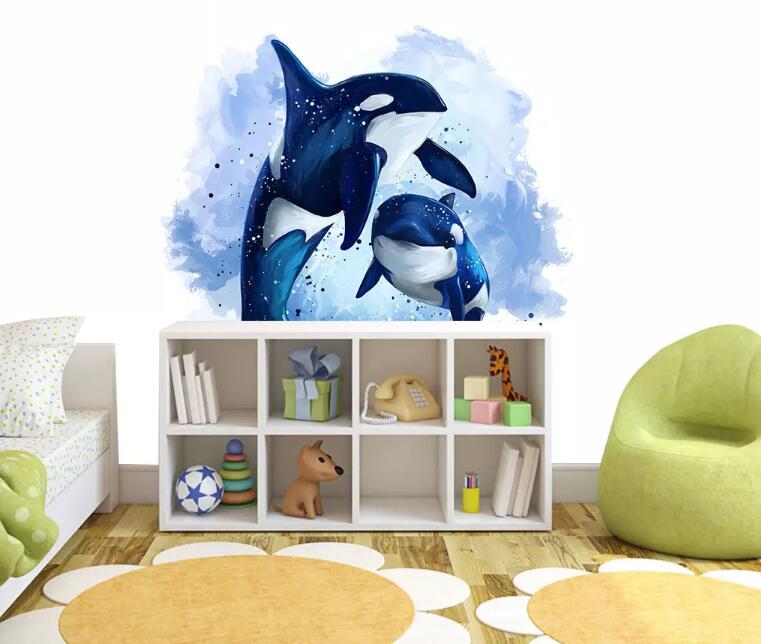 3D Cute Whale WG60 Wall Murals Wallpaper AJ Wallpaper 2