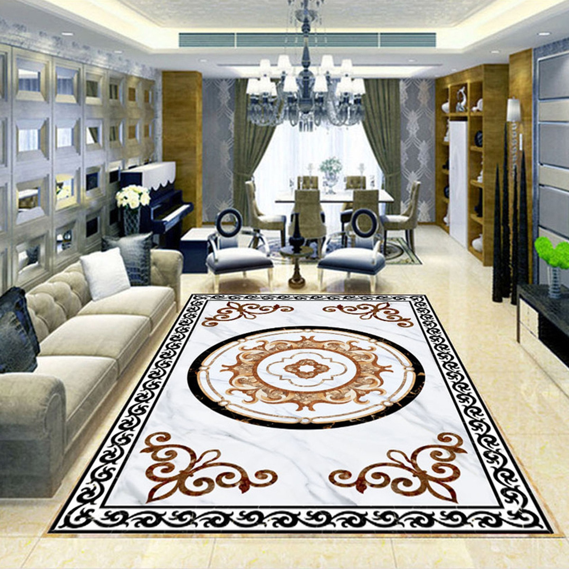 3D Marble Round Pattern WG425 Floor Mural Wallpaper AJ Wallpaper 2
