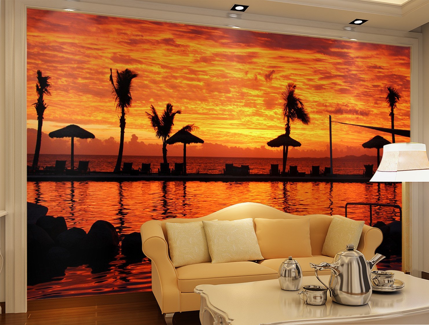 3D Sunset Glow Scenery 201 Wallpaper AJ Wallpaper