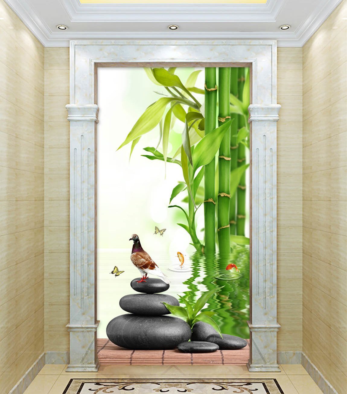 3D Bamboo Fores Butterfly 371 Wallpaper AJ Wallpaper