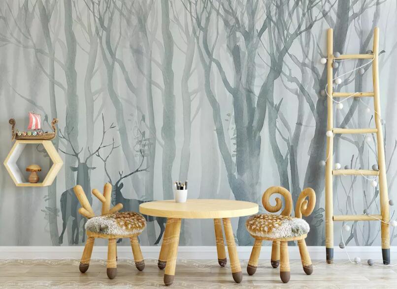3D Misty Woods WG01 Wall Murals Wallpaper AJ Wallpaper 2