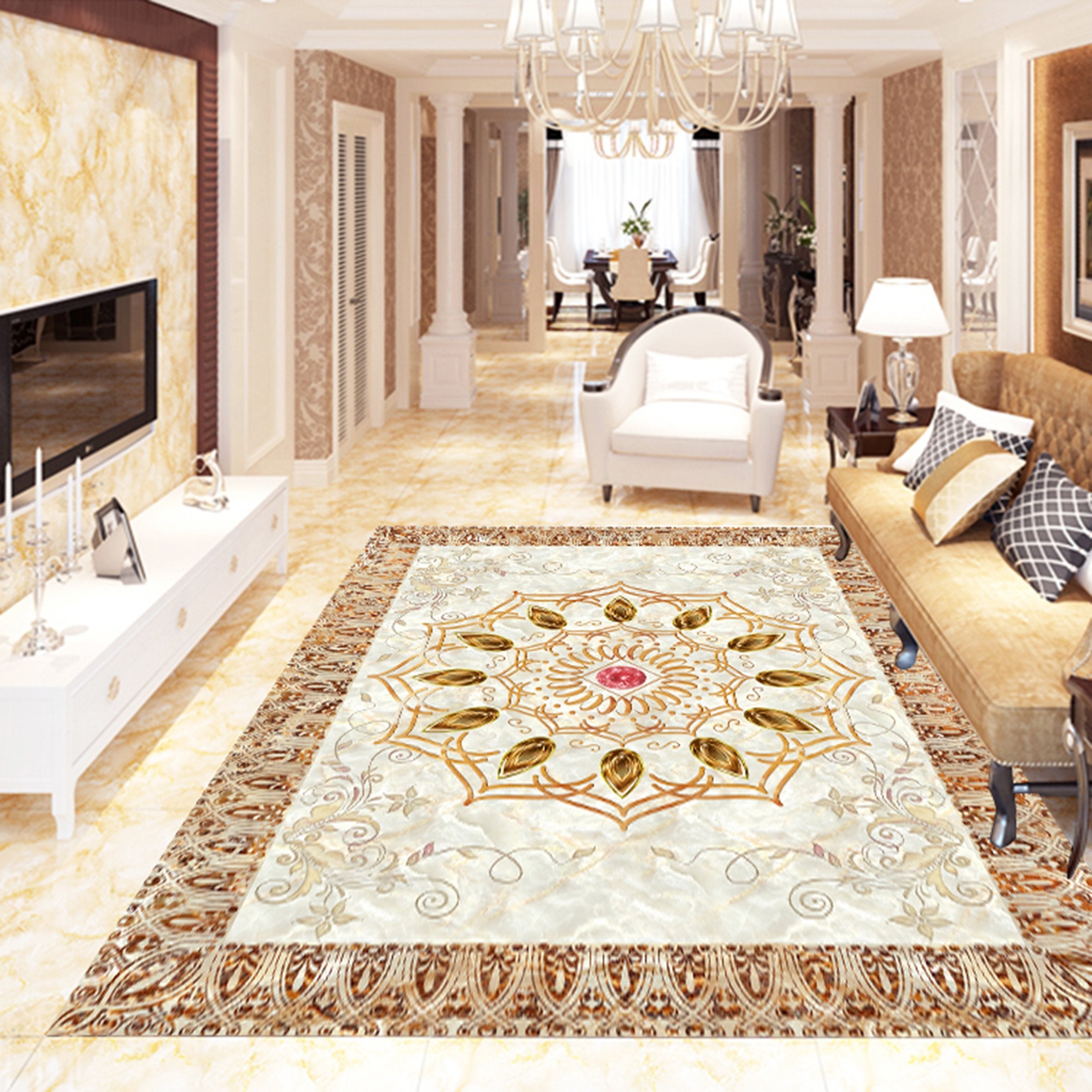 3D Yellow Leaves WG446 Floor Mural Wallpaper AJ Wallpaper 2