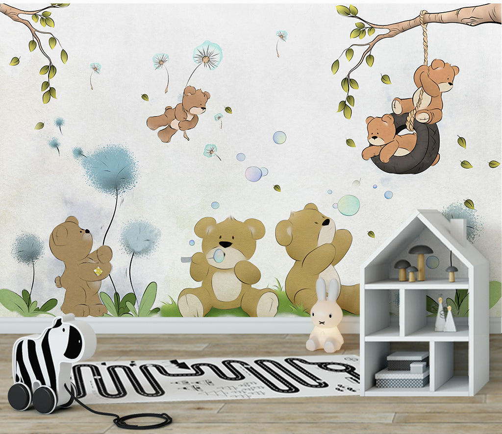 3D Dandelion Bear WG329 Wall Murals