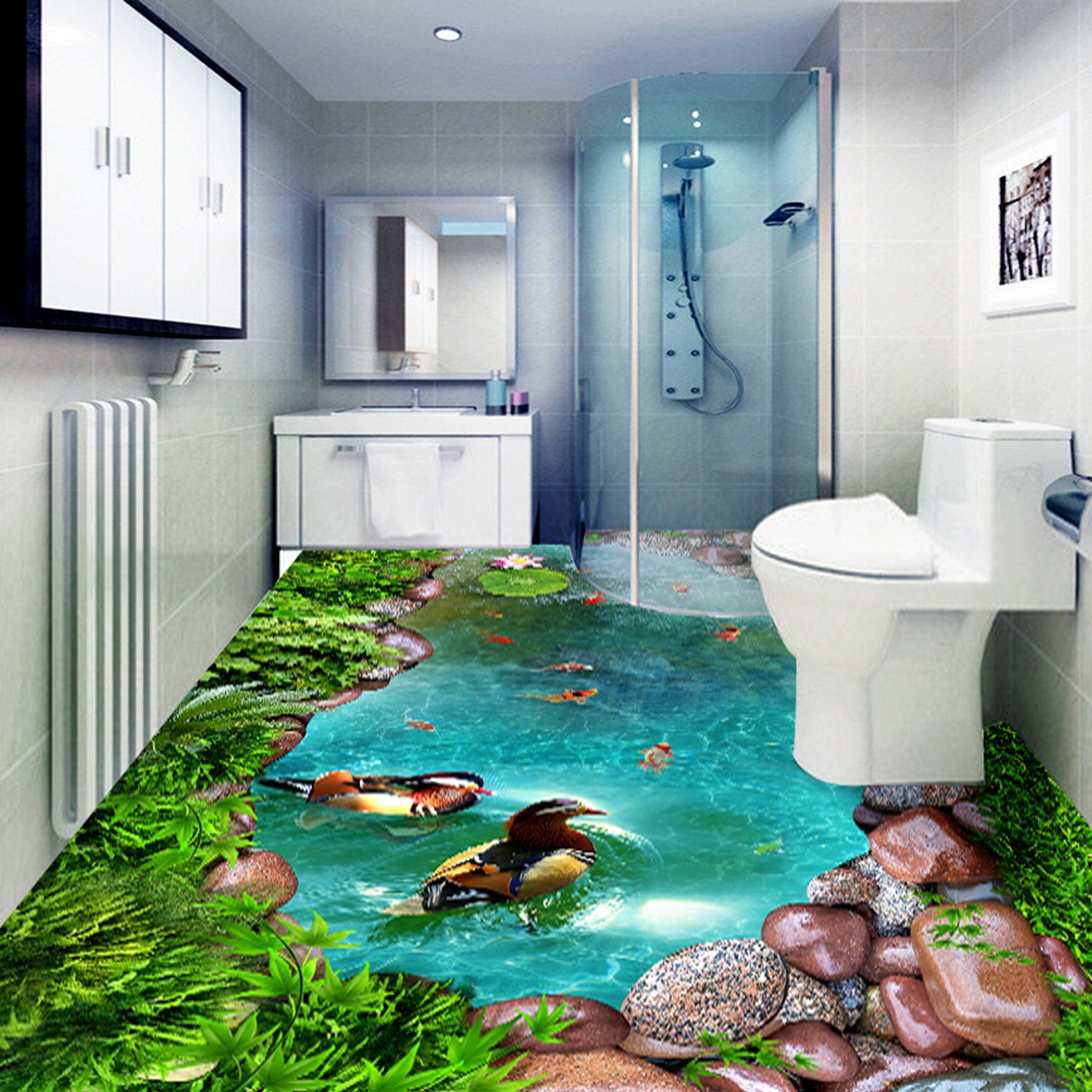 3D River Otter WG751 Floor Mural Wallpaper AJ Wallpaper 2