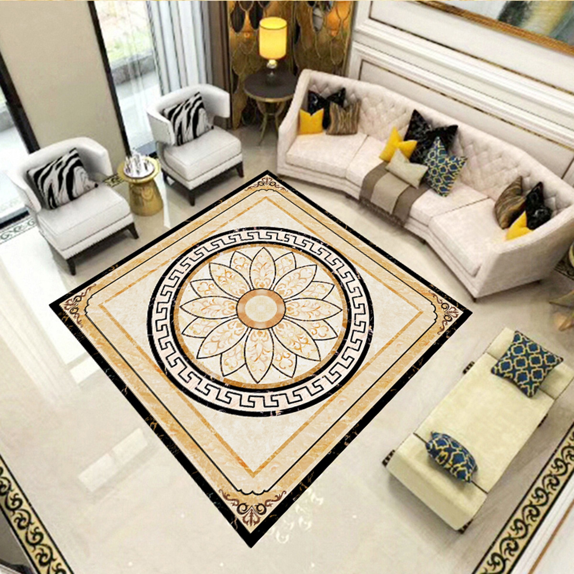 3D Black Round WG633 Floor Mural Wallpaper AJ Wallpaper 2