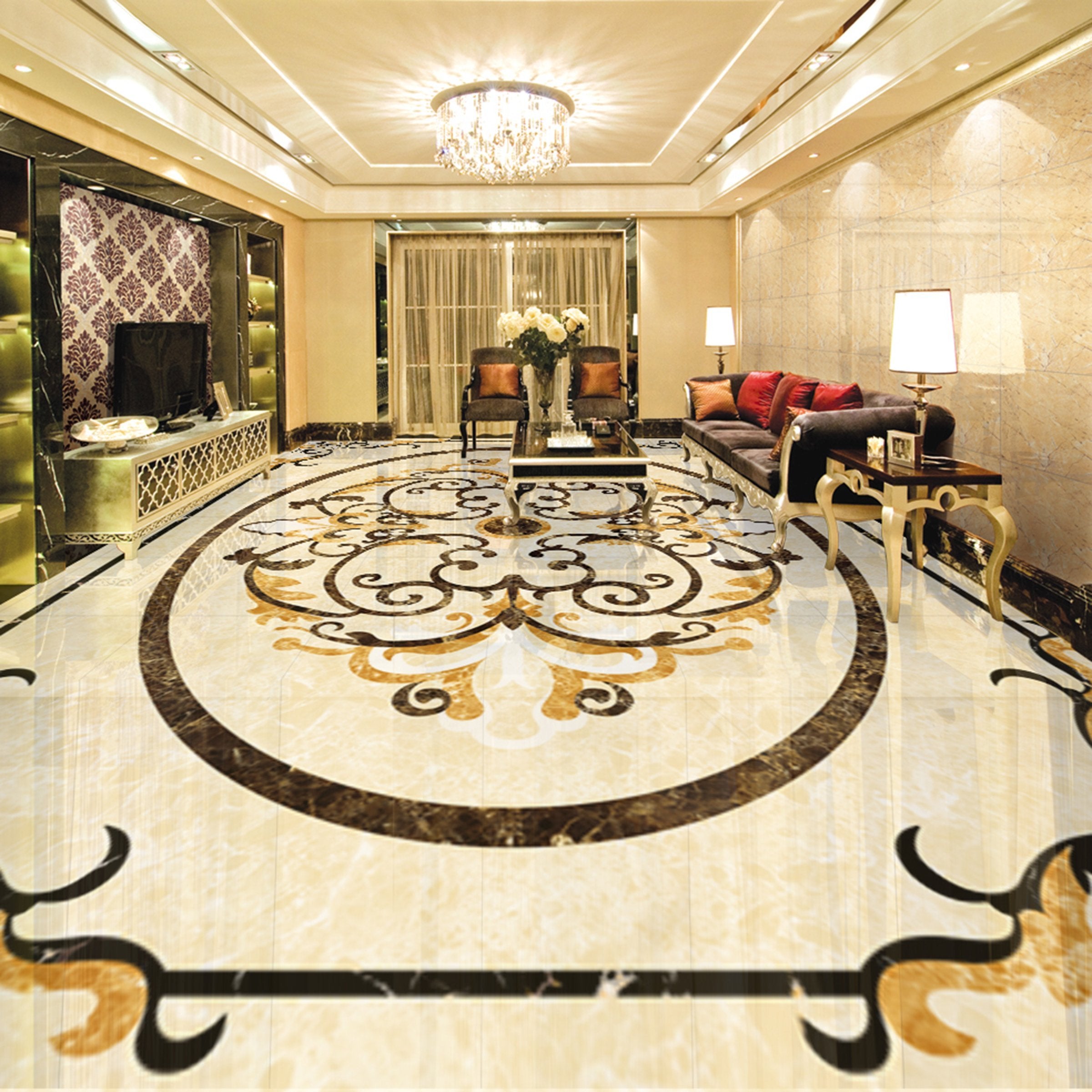 3D Marble Pattern WG343 Floor Mural Wallpaper AJ Wallpaper 2