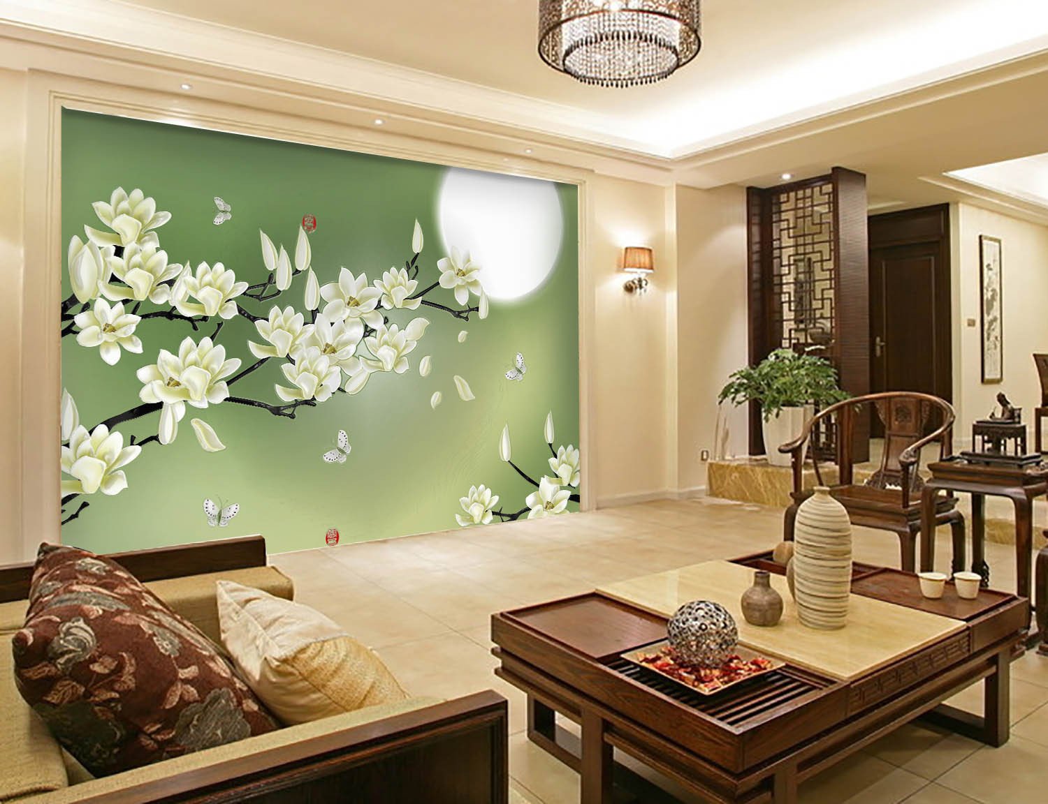 Moon And Flowers Wallpaper AJ Wallpaper 2