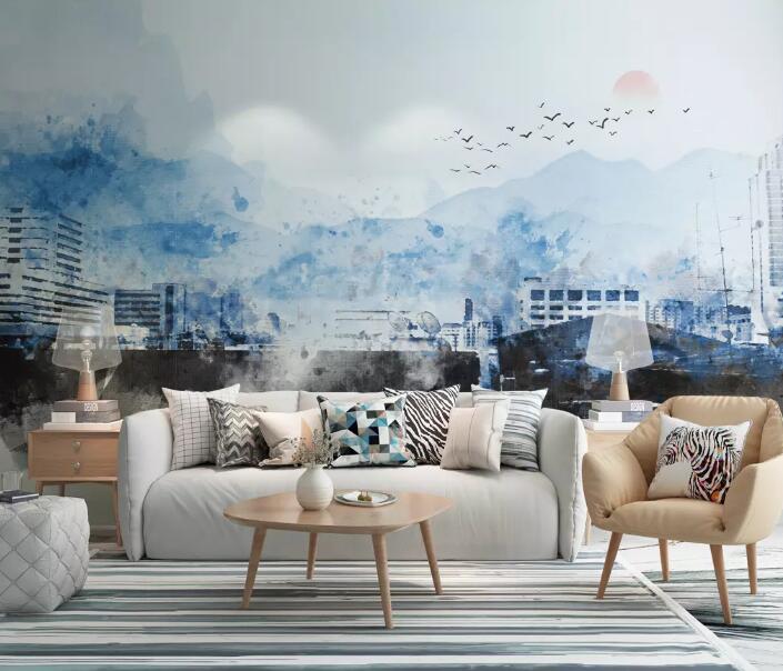 3D Grey City WG81 Wall Murals Wallpaper AJ Wallpaper 2