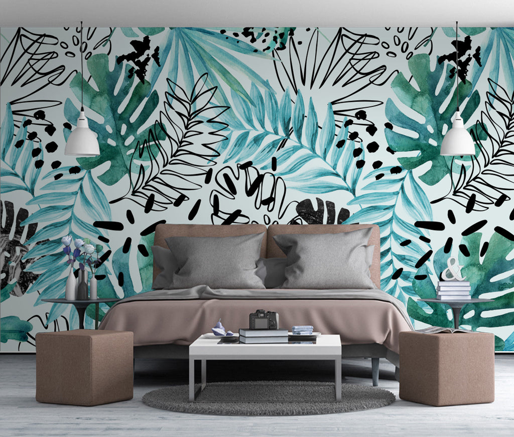3D Painted Leaves WC032 Wall Murals