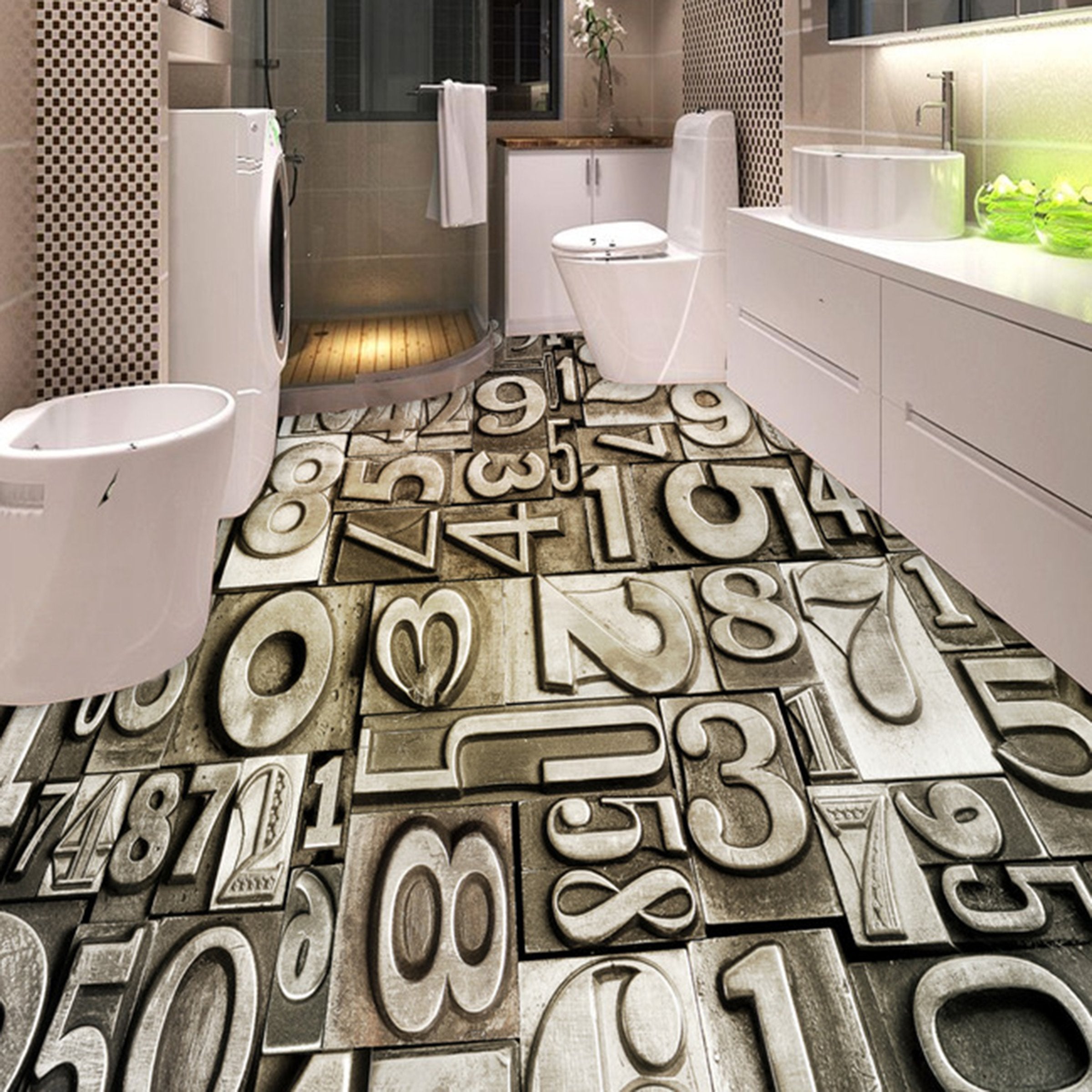 3D Arabic Numerals WG144 Floor Mural Wallpaper AJ Wallpaper 2