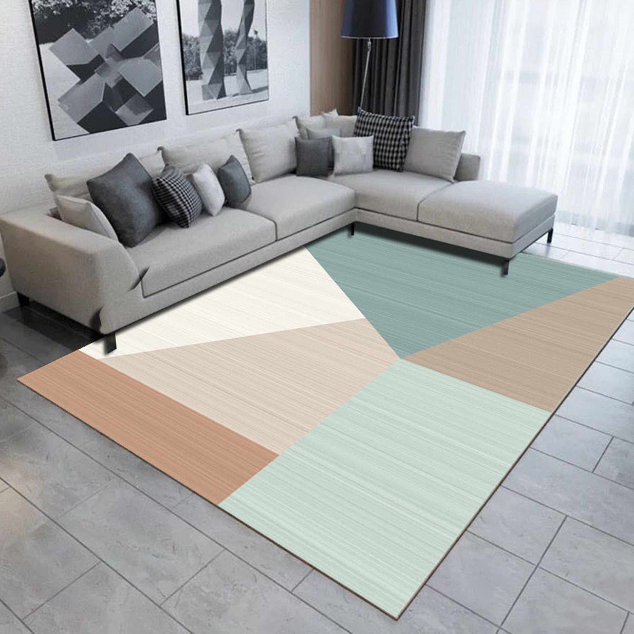 3D Color Geometry WG474 Non Slip Rug Mat Mat AJ Creativity Home