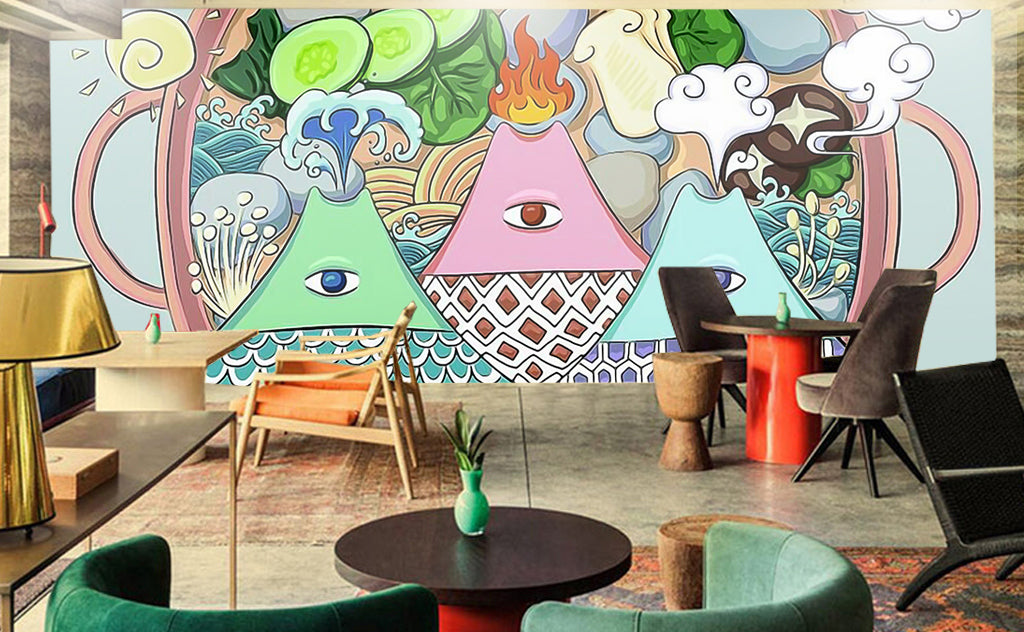 3D Cartoon Mountain WG351 Wall Murals