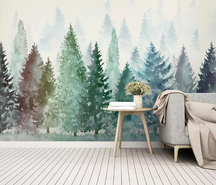 3D Foggy Forest WG51 Wall Murals Wallpaper AJ Wallpaper 2
