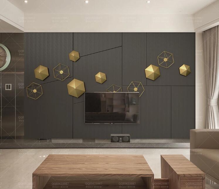 3D Golden Geometry WC236 Wall Murals