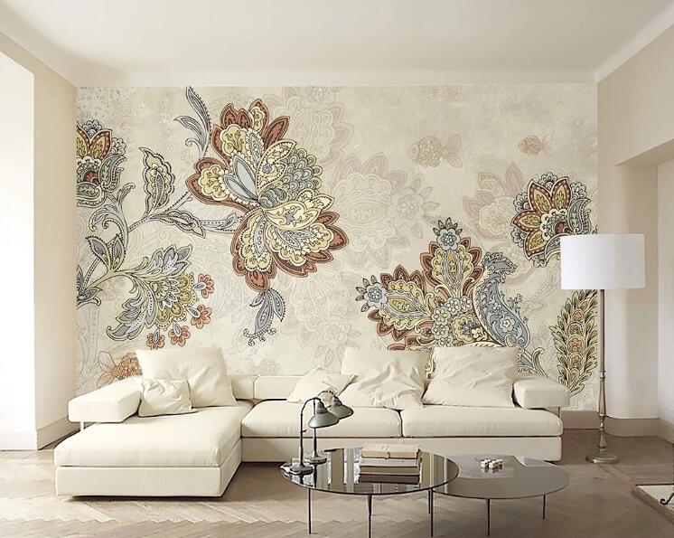 3D Vintage Flowers WG541 Wall Murals