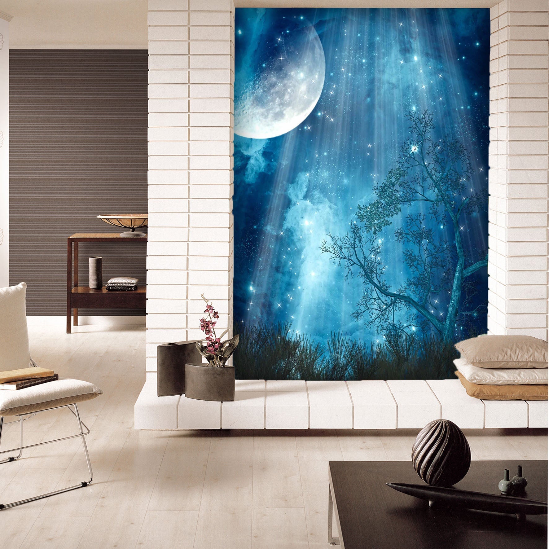 3D Moonlight Stars 101 Wall Murals Wallpaper AJ Wallpaper