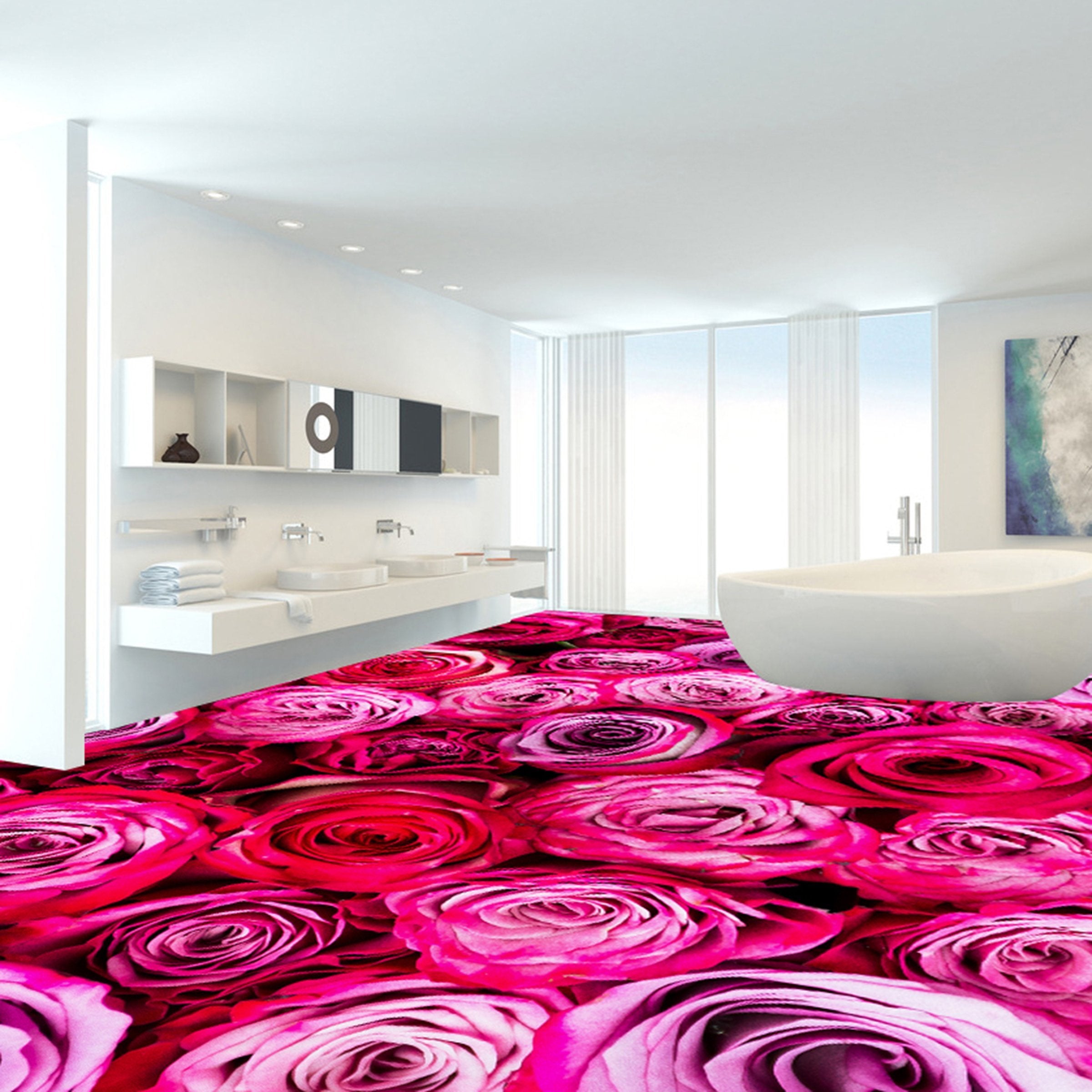 3D Pink Flowers WG065 Floor Mural Wallpaper AJ Wallpaper 2