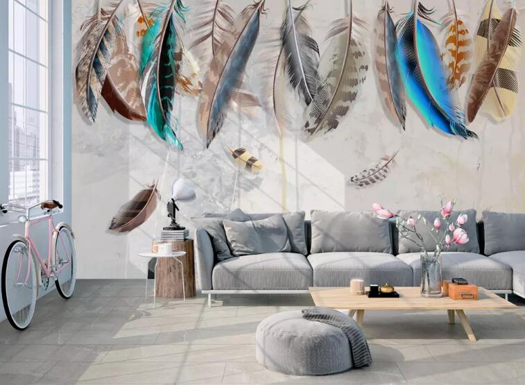 3D Colored Feather WG66 Wall Murals Wallpaper AJ Wallpaper 2