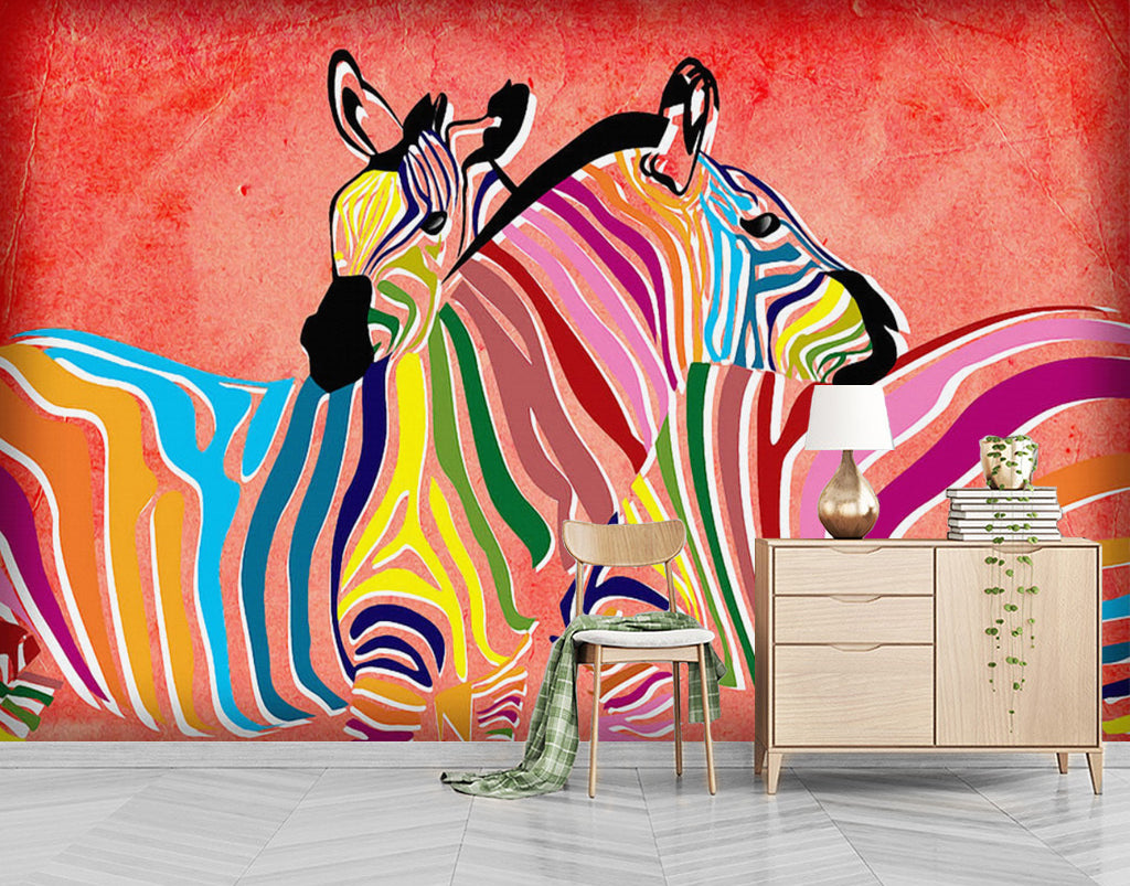 3D Color Zebra WG256 Wall Murals