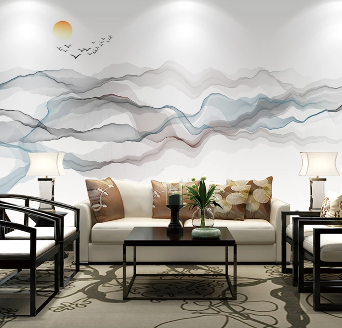 3D Cloud Geese Sun WGA1088 Wall Paper