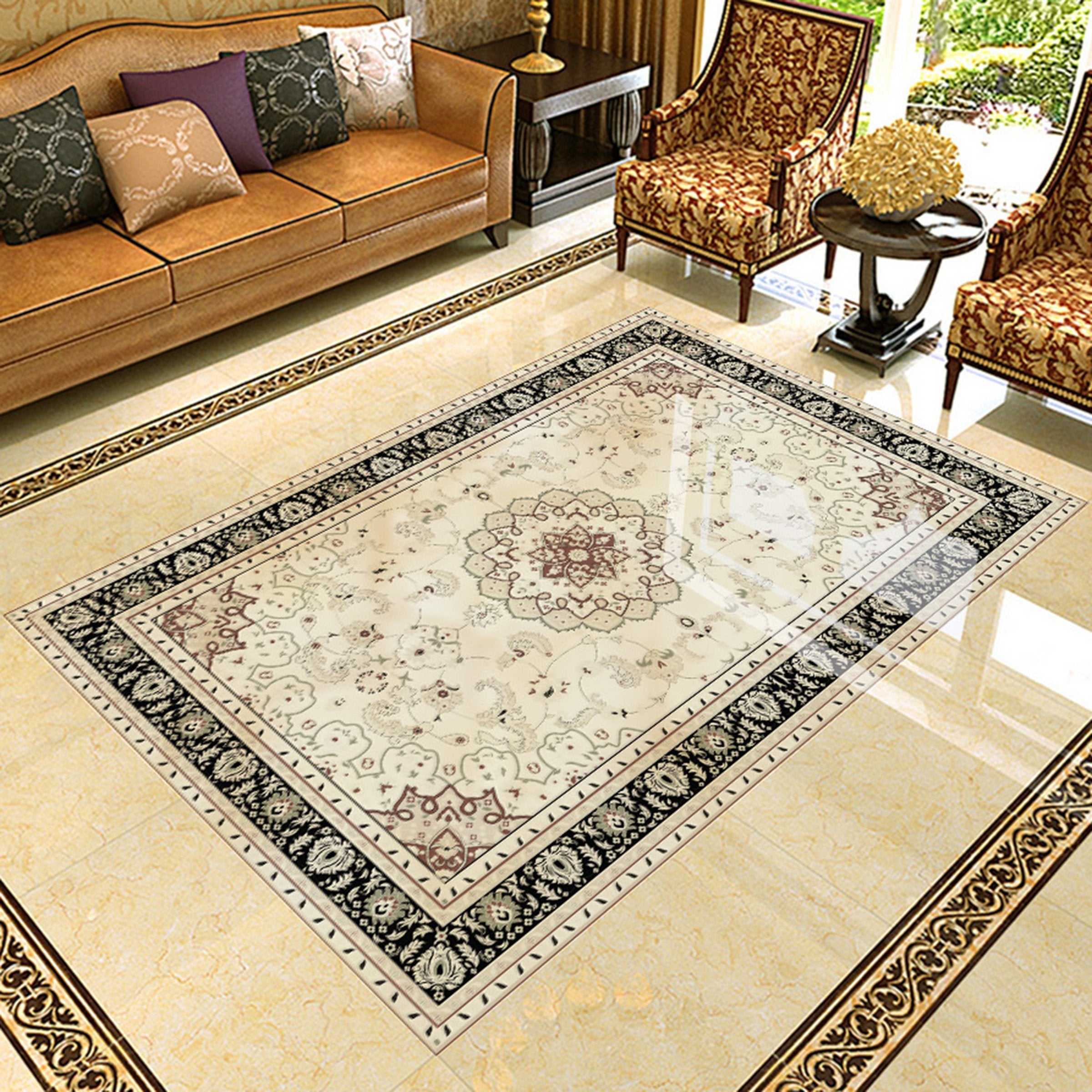 3D Black Rectangle Pattern WG640 Floor Mural Wallpaper AJ Wallpaper 2