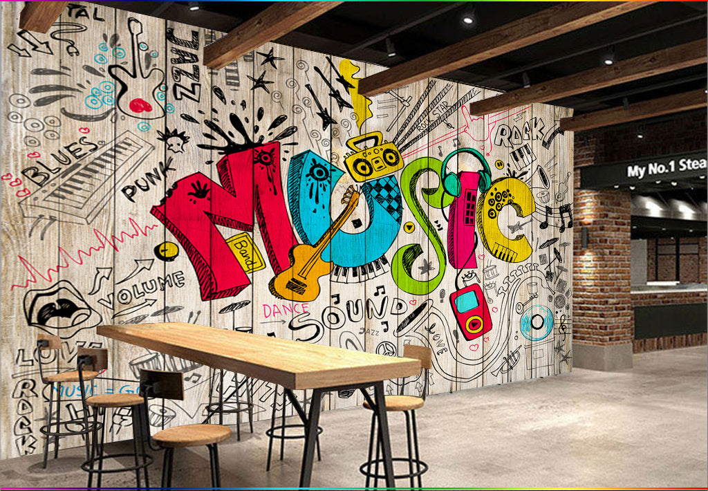 3D Guitar Earphone WG372 Wall Murals