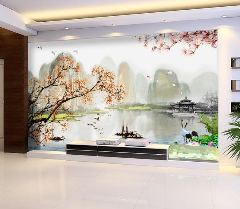 3D Boat Tree Flower 15 Wallpaper AJ Wallpaper