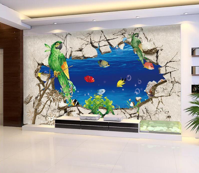 3D Seabed Fish Parrots 35 Wallpaper AJ Wallpaper