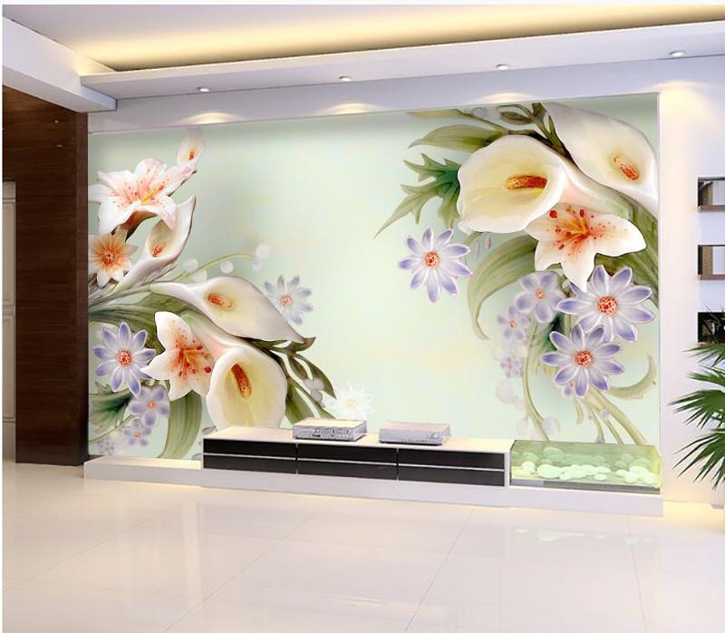 3D Fresh white flowers Wallpaper AJ Wallpaper 1